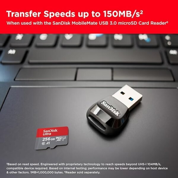 SanDisk Ultra 256GB MicroSDXC UHS-I Memory Card – 140MB/s, Class 10, Compatible with Mobile, Camera, Tablet, Computer, Gaming Console - Image 3