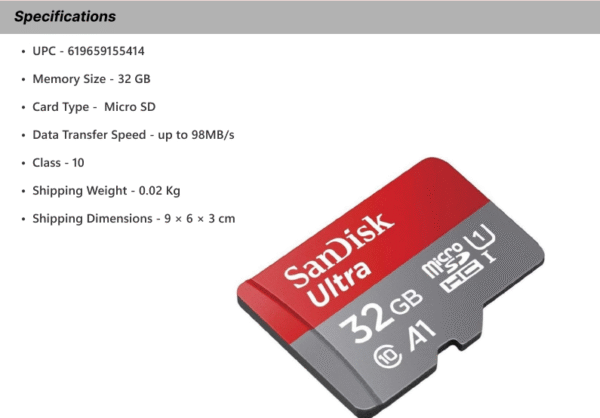 SanDisk 32GB SDHC Memory Card – Class 10 UHS-I, up to 100MB/s Read Speed - Image 3