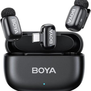 BOYA Wireless Mini Microphone – MFi Certified, USB-C & Lightning, Noise Cancellation, AI Voice Changing, 30H Battery with Charging Case – For iPhone, Android, Tablet & PC Video Recording & Podcast"