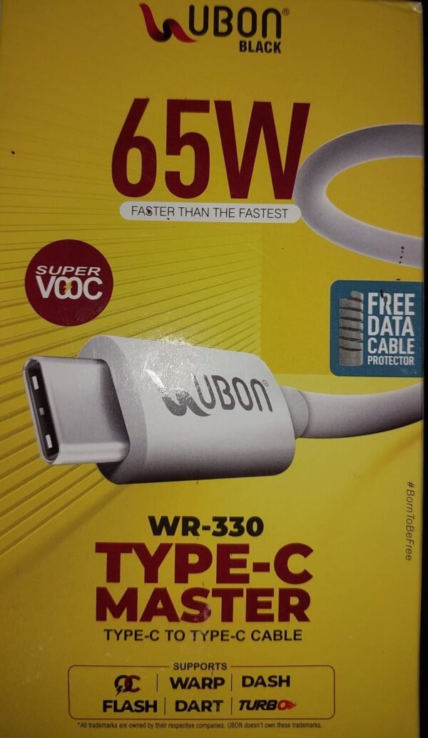 UBON 65W Type-C USB Cable 1 Meter