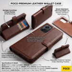 Flip Cover for POCO M6 Plus 5G (Blue, Black, Brown, Dual Protection, Artificial Leather) - Image 6