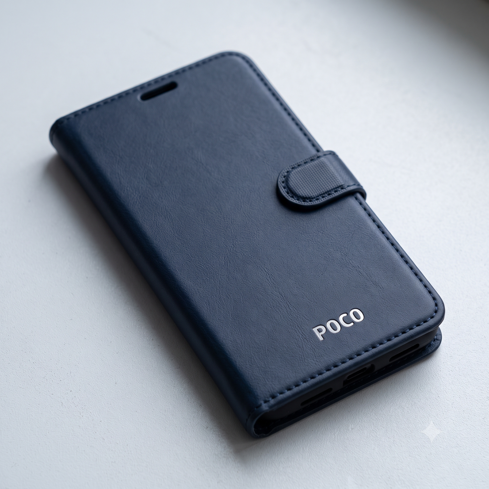 Gemini_Generated_Image_445v7j445v7j445v Flip Cover for Poco M6 5G (Blue, Black, Brown, Dual Protection, Artificial Leather) - Image 1