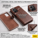 Flip Cover for POCO M6 Plus 5G (Blue, Black, Brown, Dual Protection, Artificial Leather) - Image 5