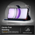 Flip Cover for Poco M6 5G (Blue, Black, Brown, Dual Protection, Artificial Leather) - Image 3