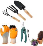 Toolkit for agriculture, HAND FORK ,HAND TROWEL, HAND CULTIVATOR, PAIR OF GARDEN, HAND GLOVES ,PRUNER/CUTTEhandglubs,