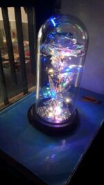 Galaxy Crystal Rose LED Lamp – RGB Eternal Rose in Glass Dome, Romantic Night Light - Image 2