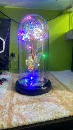 Galaxy Crystal Rose LED Lamp – RGB Eternal Rose in Glass Dome, Romantic Night Light - Image 3