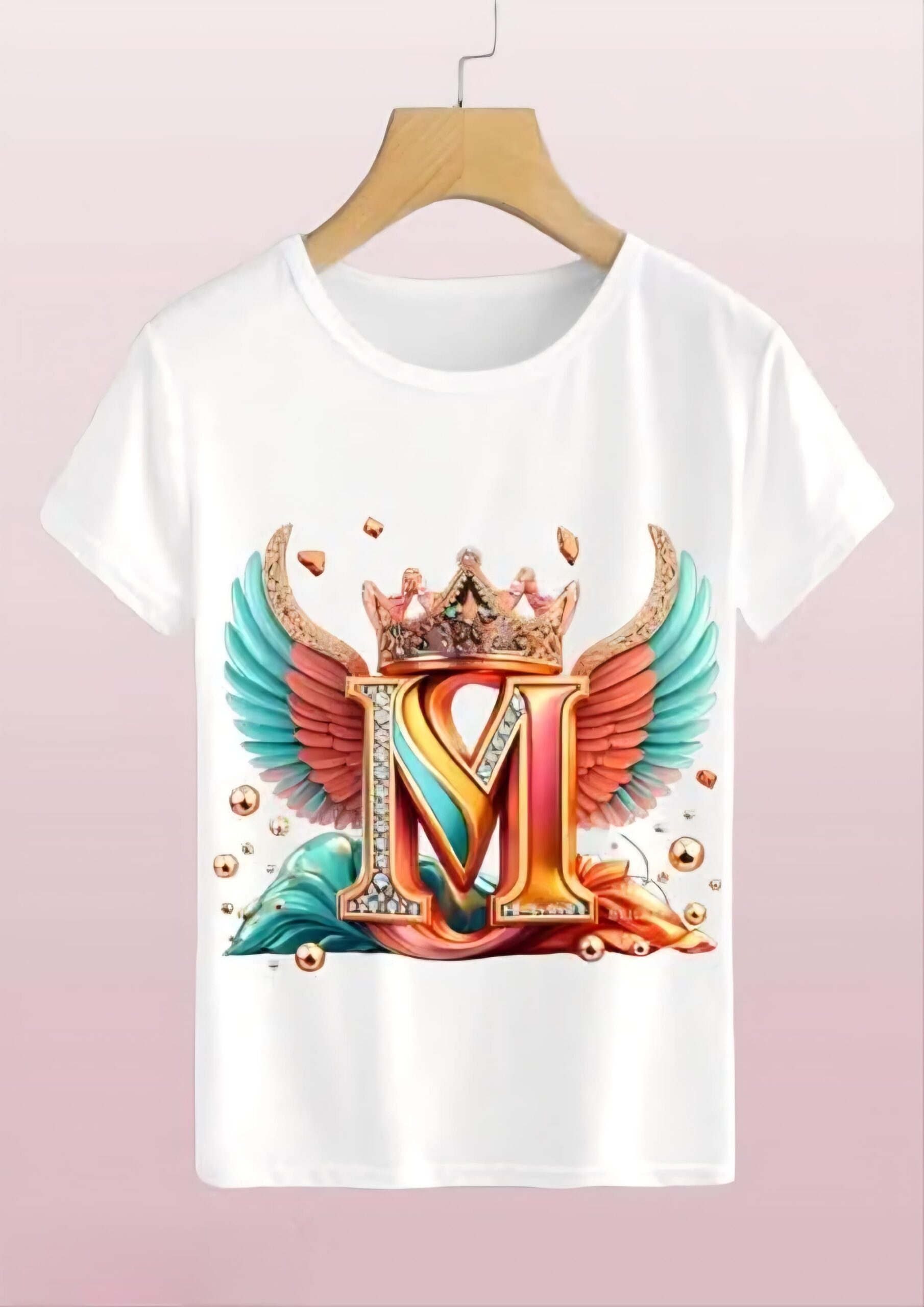 IMG-20260806-WA0057 M Letter Wings Printed T-Shirt (pack of 1)– Royal Crown Graphic Tee for Men & Women - Image 1