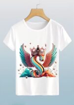 Royal Winged S Snake Graphic Printed White T-Shirt