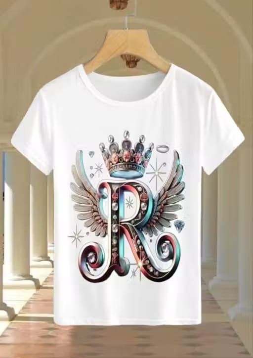 IMG-20260808-WA0074 Royal Letter "R" Crown & Wings Graphic T-Shirt | Luxury White T-Shirt - Image 1