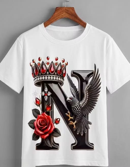 IMG-20260808-WA0081 Men’s Crown Eagle Rose Printed T-Shirt | Stylish Graphic Print Round Neck T-Shirt - Image 1