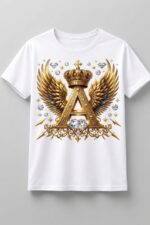 Royal Golden Letter "A" Winged Crown Graphic T-Shirt | Luxury Streetwear