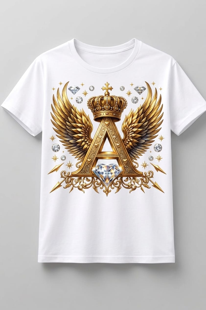 IMG-20260828-WA0112 Royal Golden Letter "A" Winged Crown Graphic T-Shirt | Luxury Streetwear - Image 1