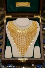 Traditional Gold-Plated Mesh Jali Choker Necklace | Bridal Bib Collar