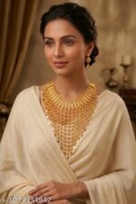 Traditional Gold-Plated Mesh Jali Choker Necklace | Bridal Bib Collar - Image 2