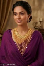 Traditional Gold-Plated Mesh Jali Choker Necklace | Bridal Bib Collar - Image 4