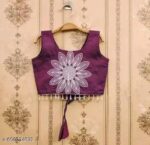 Girls Peacock Blue Embroidered Silk Lehenga Choli Set with Scalloped Border | Ethnic Festive Wear for Kids - Image 26