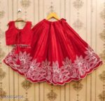 Girls Peacock Blue Embroidered Silk Lehenga Choli Set with Scalloped Border | Ethnic Festive Wear for Kids - Image 29