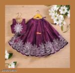 Girls Peacock Blue Embroidered Silk Lehenga Choli Set with Scalloped Border | Ethnic Festive Wear for Kids - Image 18