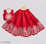 Girls Peacock Blue Embroidered Silk Lehenga Choli Set with Scalloped Border | Ethnic Festive Wear for Kids - Image 10