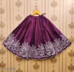 Girls Peacock Blue Embroidered Silk Lehenga Choli Set with Scalloped Border | Ethnic Festive Wear for Kids - Image 13