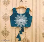 Girls Peacock Blue Embroidered Silk Lehenga Choli Set with Scalloped Border | Ethnic Festive Wear for Kids - Image 7
