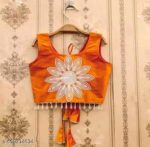 Girls Peacock Blue Embroidered Silk Lehenga Choli Set with Scalloped Border | Ethnic Festive Wear for Kids - Image 16